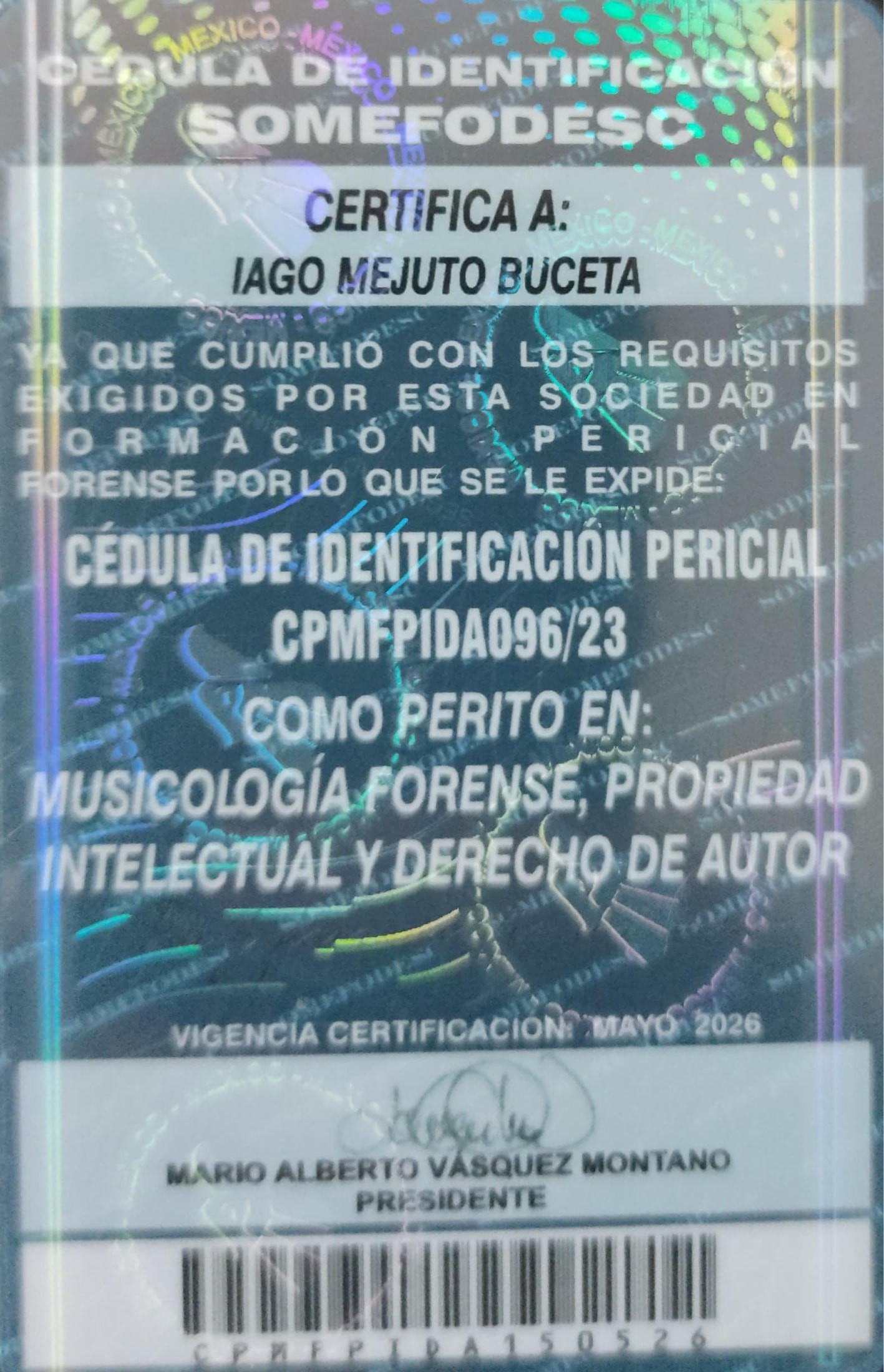 Cédula de Identificación Pericial SOMEFODESC (r)